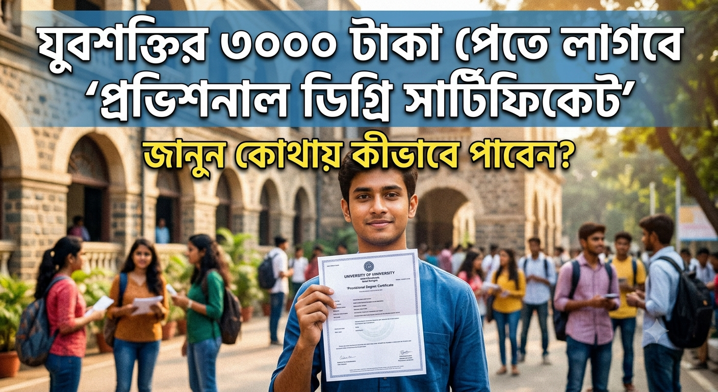 যুবশক্তির ৩০০০ টাকা পেতে লাগবে প্রফেশনাল ডিগ্রি সার্টিফিকেট